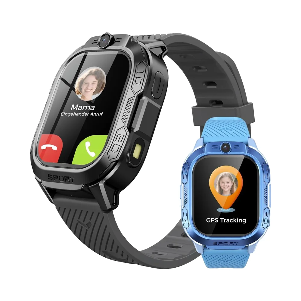 OIKKEI Children's Square Smartwatch GPS AI Video Calls Voice Chat SMS WiFi 47 Games 4 Sports Modes Activity Tracker Silicone