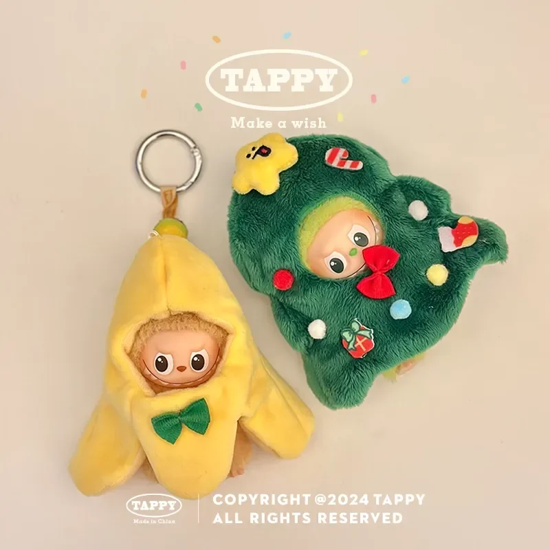 

Doll Clothes For Labubu Banana Peel Christmas Tree Head Cover 4.0 Labubu Clothing Set Christmas Series Cute 10cm Doll Clothing