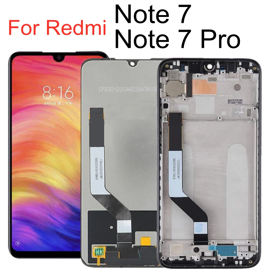 6.3  LCD For Xiaomi Redmi Note 7 Note7 PRO M1901F7G LCD Display Screen Touch Assembly Replacement