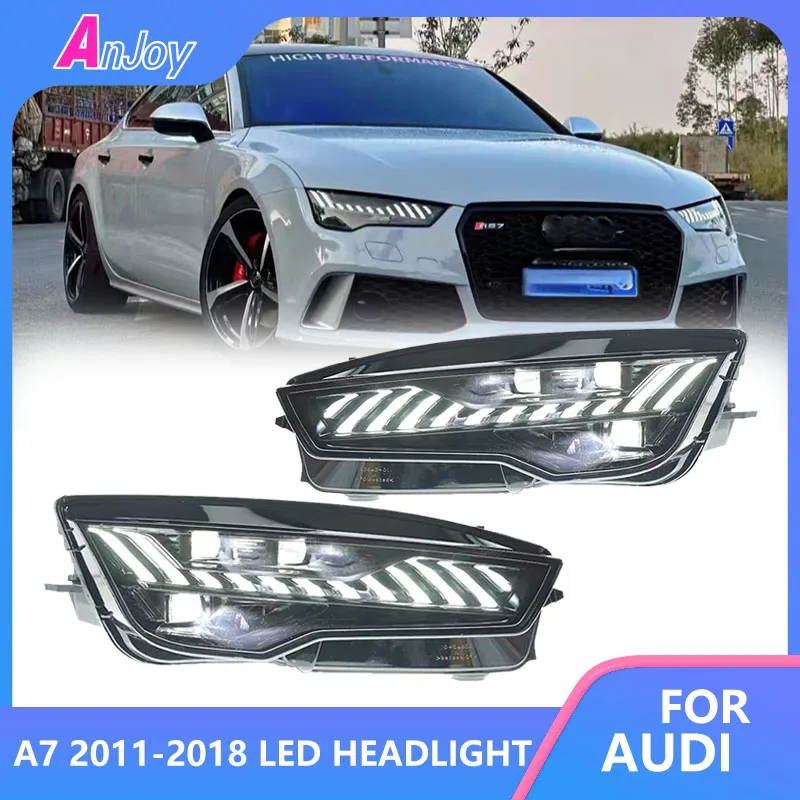 

Автомобильные передние фонари для Audi A7 S7 RS7 2011-2018, обновление, высококачественные динамические линзы проектора, аксессуары, светодиодные автомобильные фары в сборе