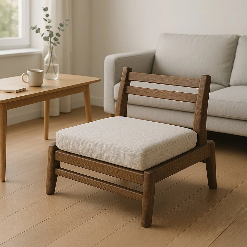 

Solid Wood Japanese Tatami Chair Home Relax Backrest Mortise-Lock Low Stool Small Seat for Tatami Living Room Decor
