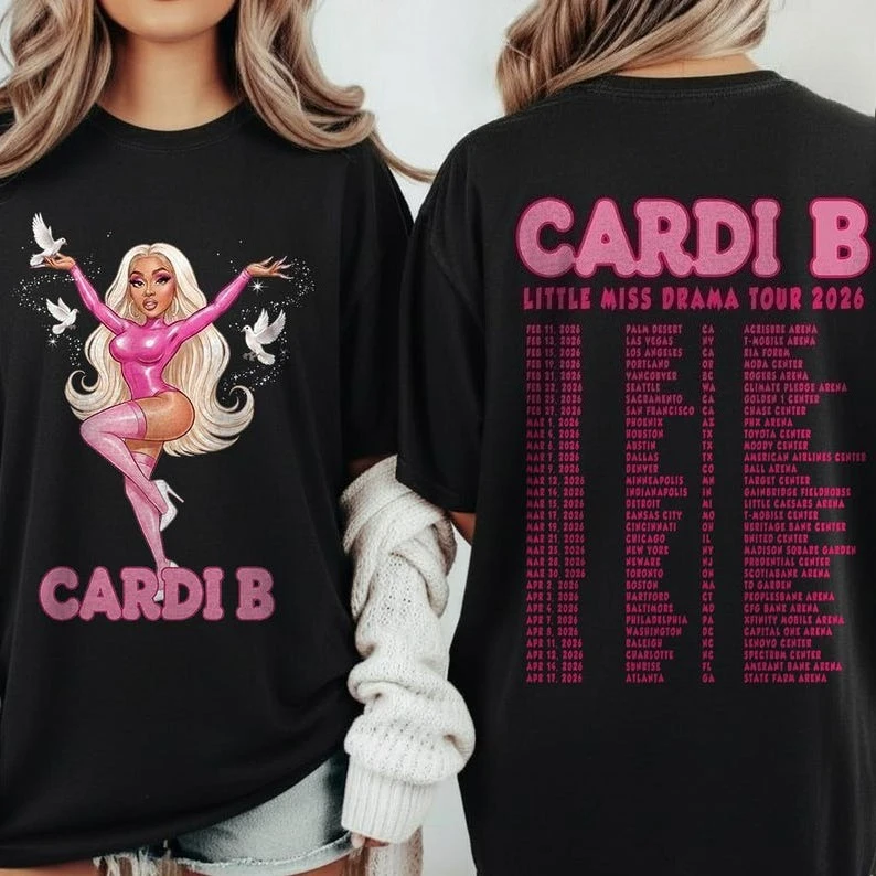 

Cardi B Little Miss Drama Tour 2026 T-shirt Cardi B Fan Gift Aesthetic Rap Music Tee 2026 Tour Men Women Summer Casual Tee Tops