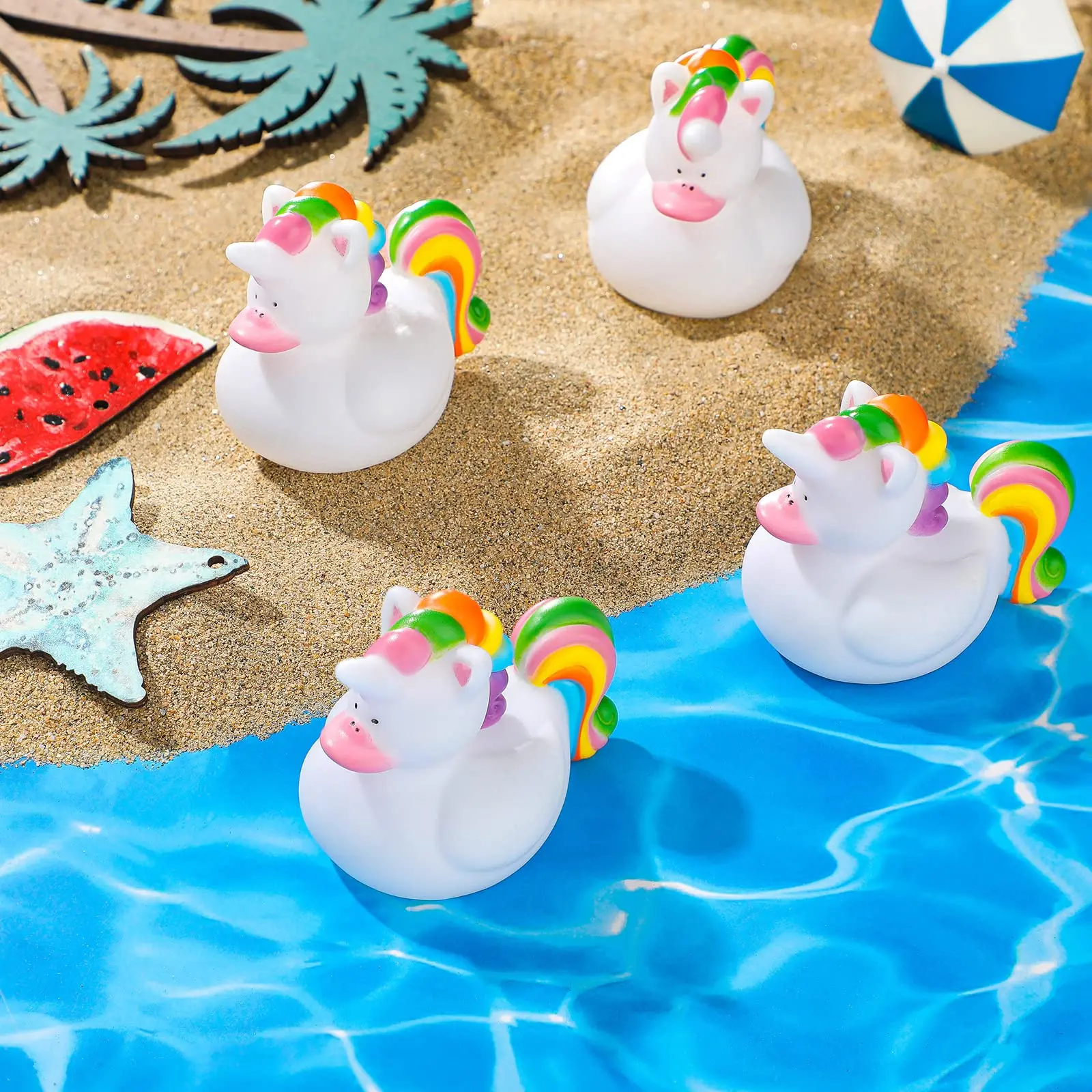 24/48 Pcs Unicorn Rubber Ducks Mini Rubber Ducks Bulk Small Rainbow Duckies Toys for Girls Boys Birthday Pool Party Favors