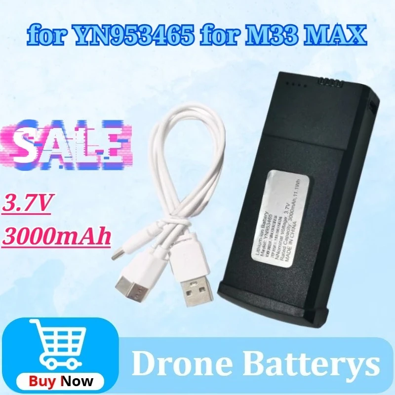 

For YN953465 for M33 MAX K19 M22 M66MAX 3.7V 3000mAh Battery HD ESC Sero Dual Camera Wifi GPS Foldable Brushless RC Quadcopter