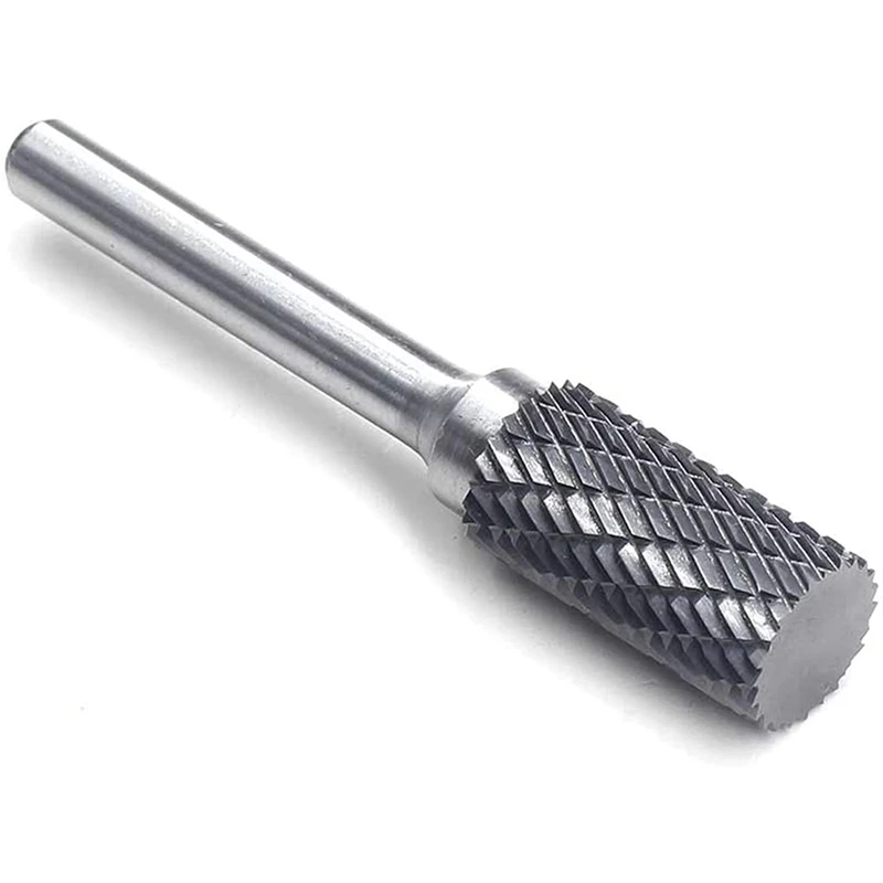 5Pcs SA-5 Tungsten Carbide Burrs Cylinder Shape Double Cut Rotary Burr File With 1/4 Shank For Rotary Tool Die Grinder