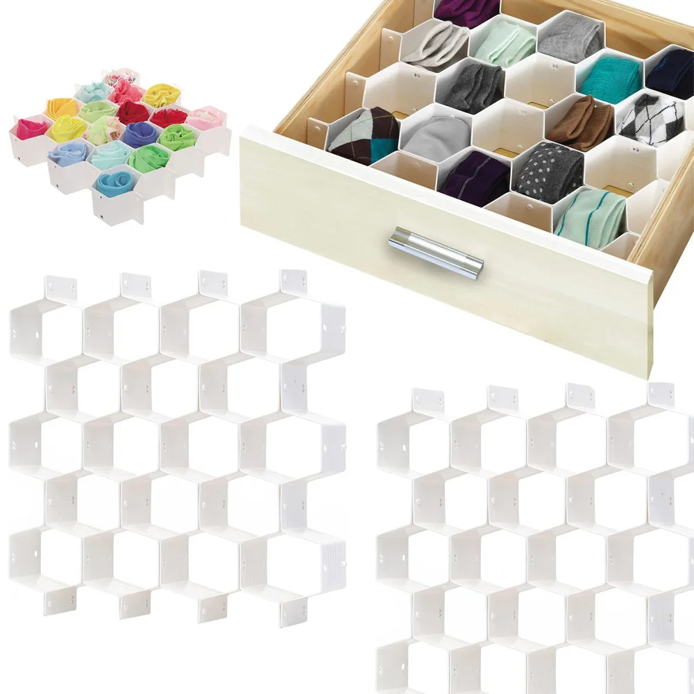 4/8pcs Honeycomb Drawer Divider Organizer DIY Plastic Grid Drawer Organizer for Underwear Belt-Scarf Socks Organizer