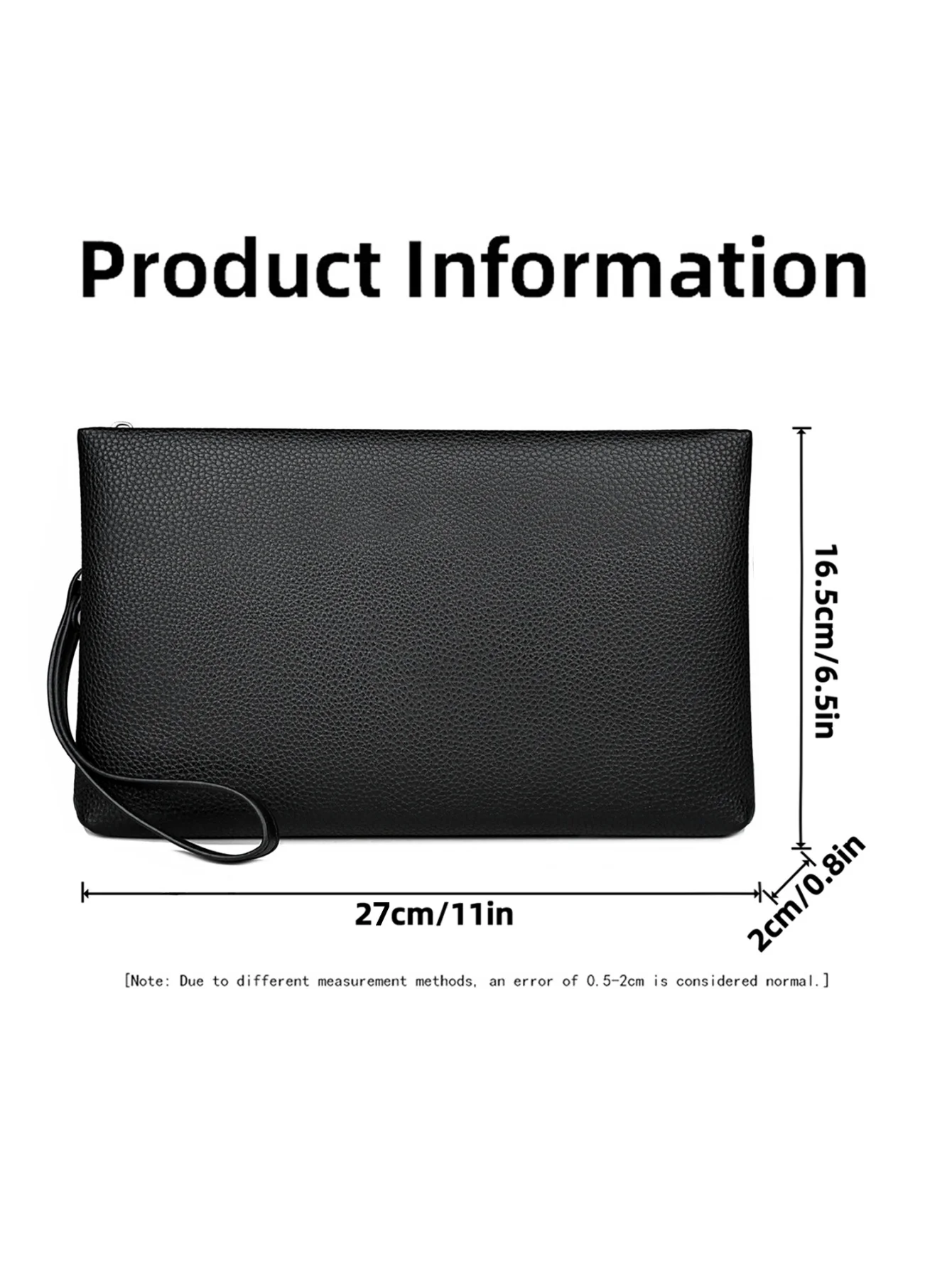 Herren-Clutch aus genarbtem Echtleder, große Handtasche mit Diebstahlschutz-Reißverschluss und 6 Kartenfächern – Detail 6