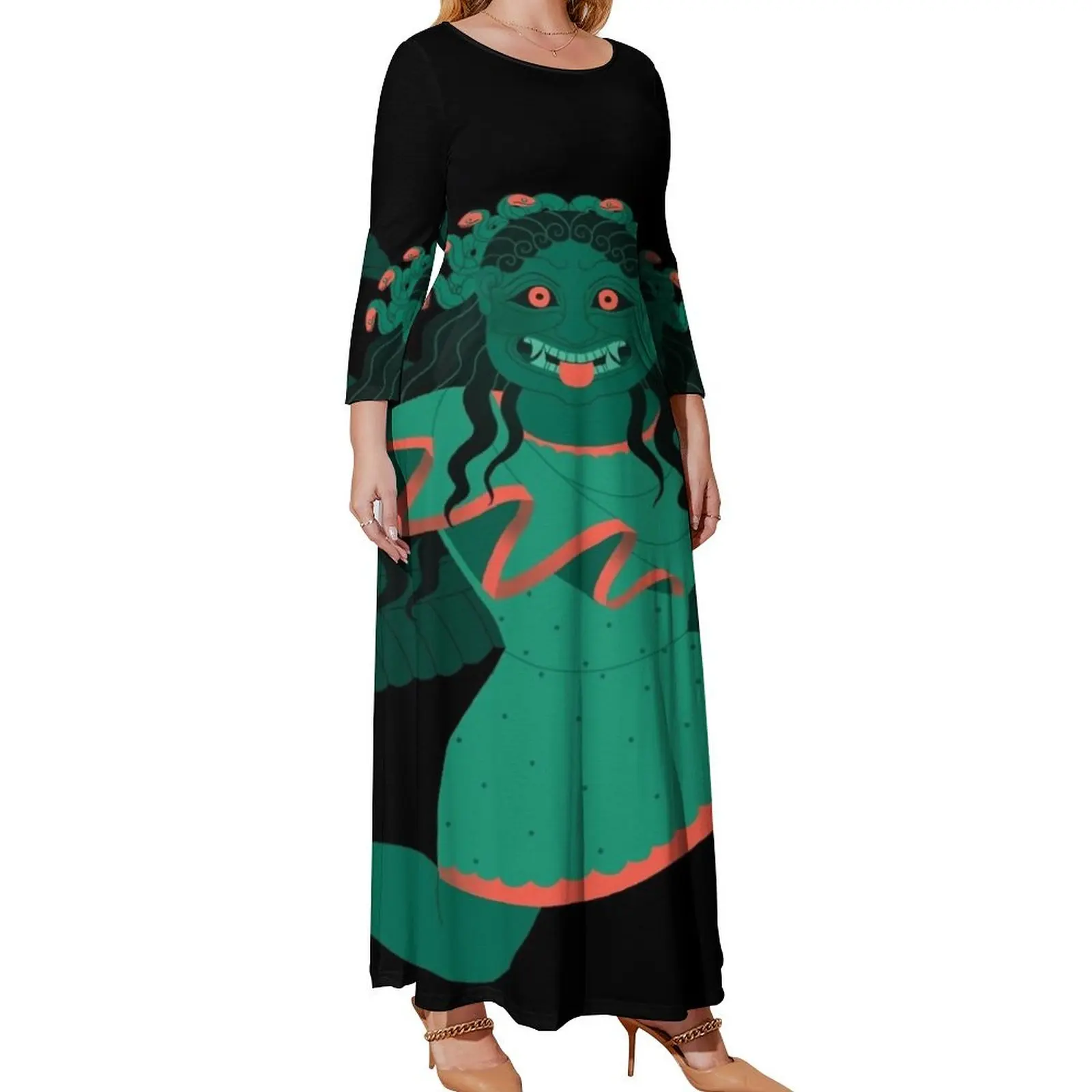 

Archaic Gorgon - Green Long Sleeved Dress long dresses for women summer dress daily Woman clothes