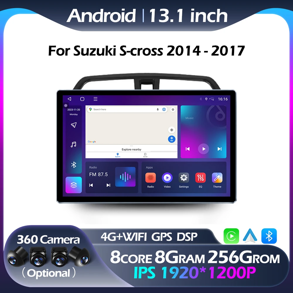 

Android Auto 13.1Inch Car Radio For Suzuki S-cross 2014 - 2017 Multimedia Player GPS Navigation BT Wireless Carplay 4G Wifi