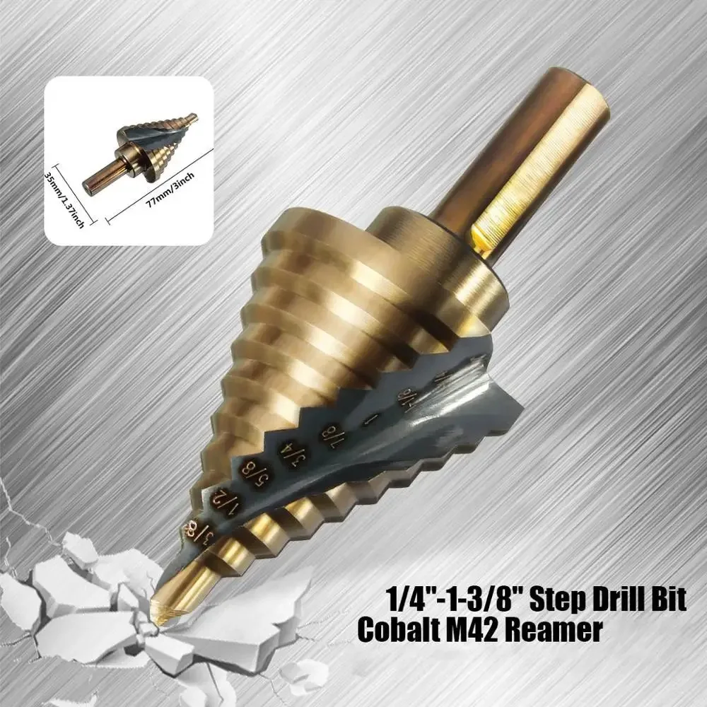 Imagem -02 - Cobalt M42 Passo Bit Grupo Flauta Espiral Ferramentas para Carpintaria Drillpro Broca Adaptador a a 8