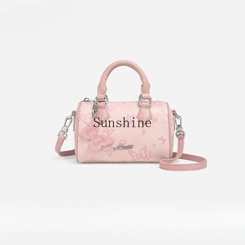 

Cute pink butterfly portable messenger bag