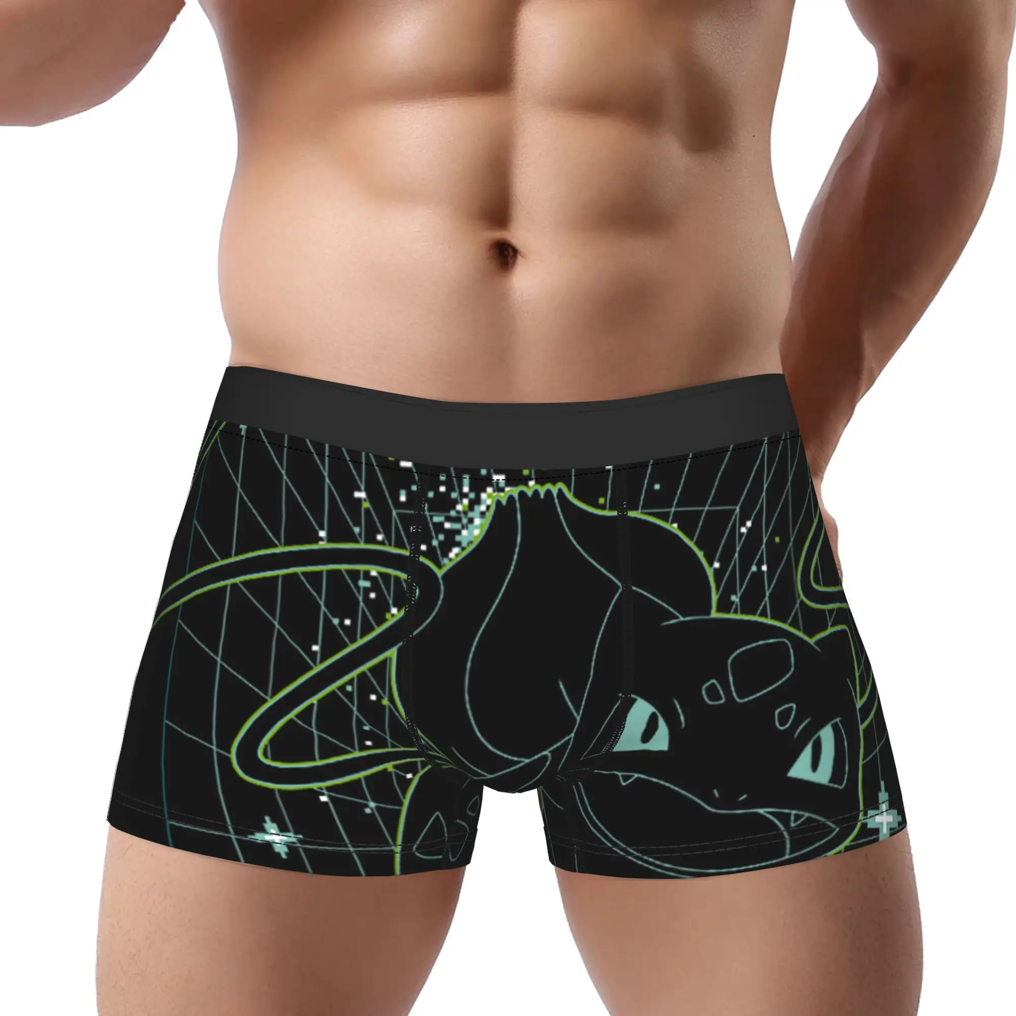 Calzoncillos Boxer Bandai Pokemon Bulbasaur con diseño 3D, ropa interior para hombre, pantalones cortos ventilados, calzoncillos tipo bóxer