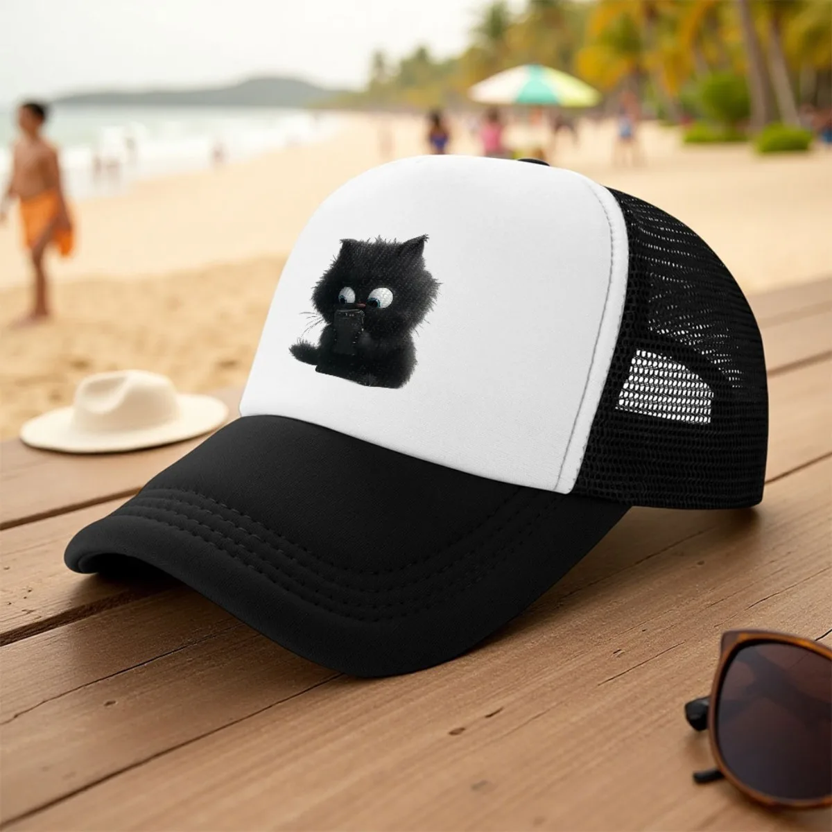 1pc Men' & Women' Adjustable Baseball Cap - Lightweight Breathable Mesh Hat with Semi-Netted Visor Round Top