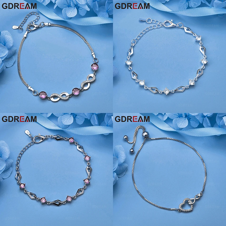 

GDREAM 925 Sterling Silver Diamond-Shaped Bracelet With Light Luxury And Simple Women'S Accessories And Party Jewelry