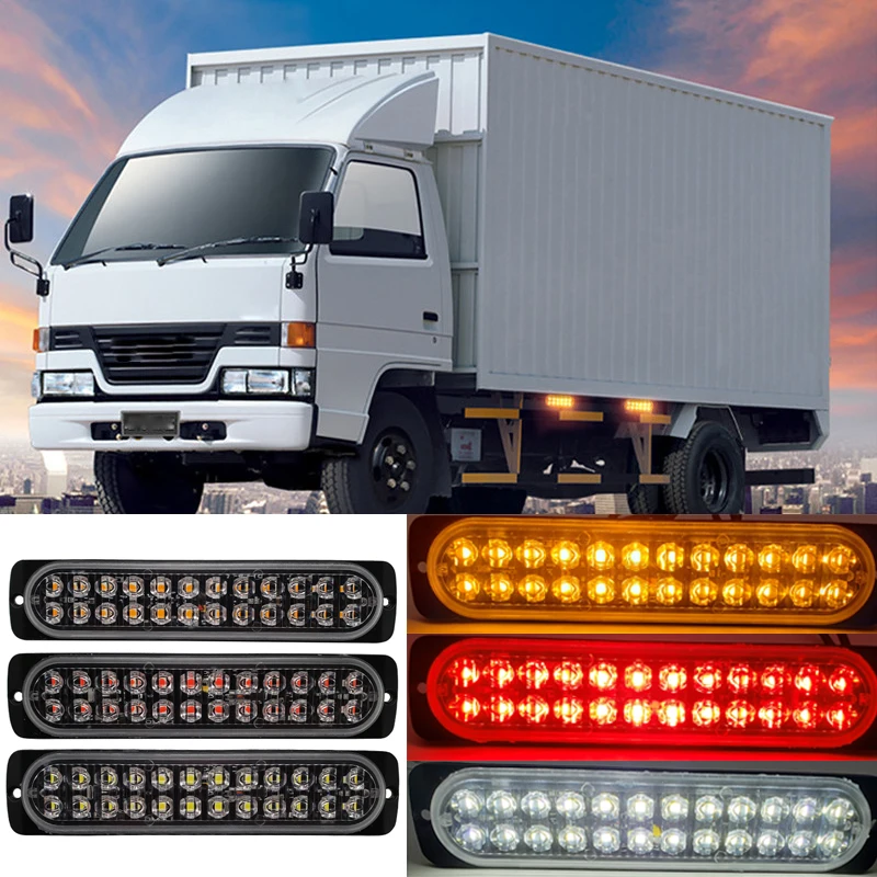 24 LED رقيقة جدا ضوء إحترافي 72 واط سيارة دراجة نارية شاحنة الجانب الطوارئ تحذير وامض مصباح شاحنة مقطورات ضوء الشرطة المتعري #6