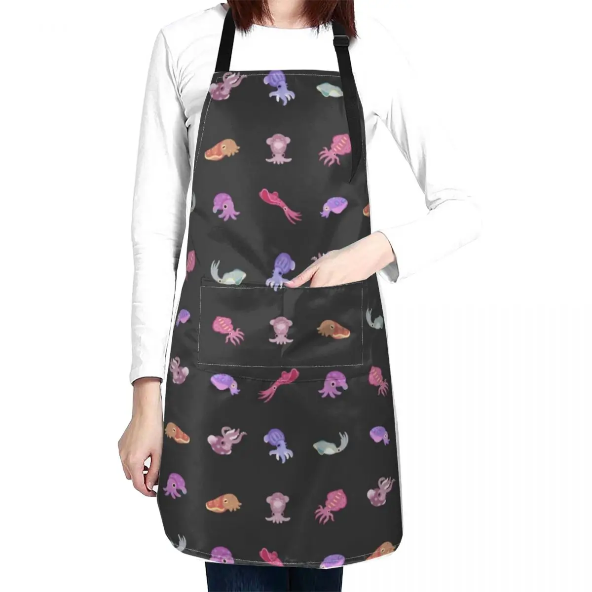 Squids - black Apron Ladies Art Apron