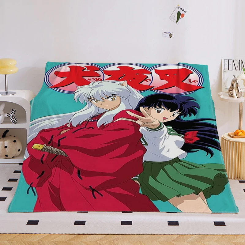 Digital Print Anime Blanket Sofa Winter Warm B-Inuyasha Microfiber Bedding Bed Fleece Camping Fluffy Soft Blankets King Size