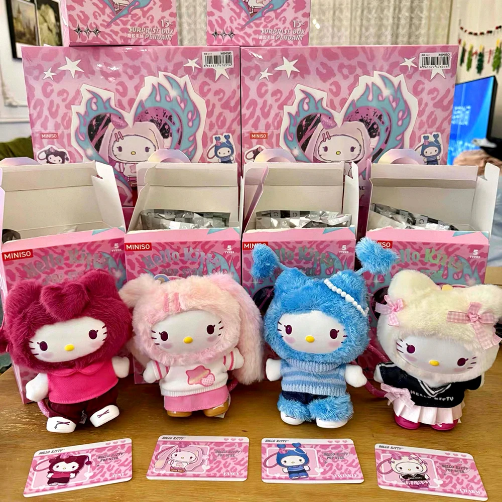 

Подлинная виниловая кукла Hello Kitty Pop Star Velvet Series, загадочная коробка, модный милый подарок-сюрприз, прекрасный кулон, украшение слепый коробки