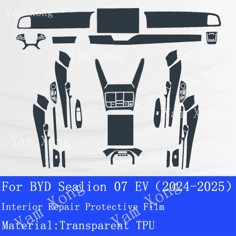 

Car Air Interior For BYD Sealion 07 EV 2024 2025 Center instrument Navigation Console TPU Protective Film scratch Repair Sticker