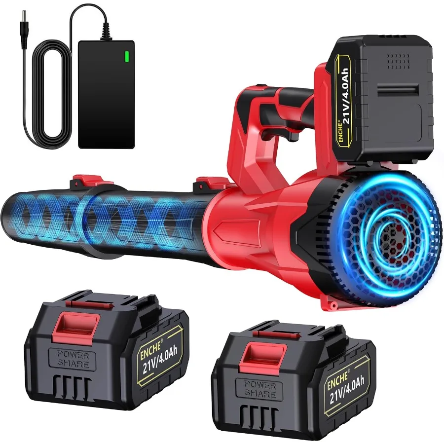 

Беспроводная воздуходувка для листьев 1500000 об/мин - Мощная электрическая ручная воздуходувка 21В с 2 аккумуляторами 4.0Ач и быстрым зарядным устройством, 6 скоростей, Li-ion