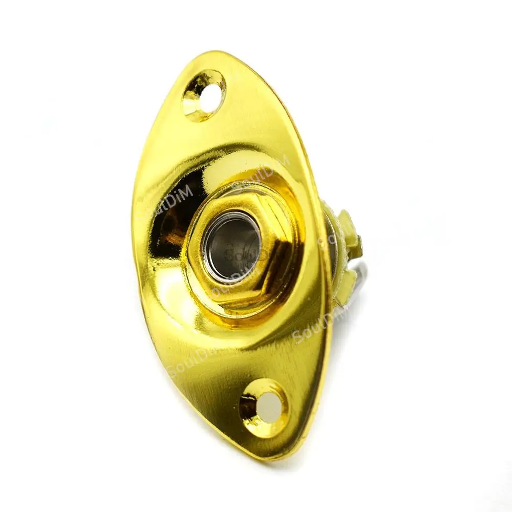 1 Pcs Oval Indented Electric Bass Guitar Jack Output Input Socket Cover Plate with 2 Mounting Screws Black Gold Silver