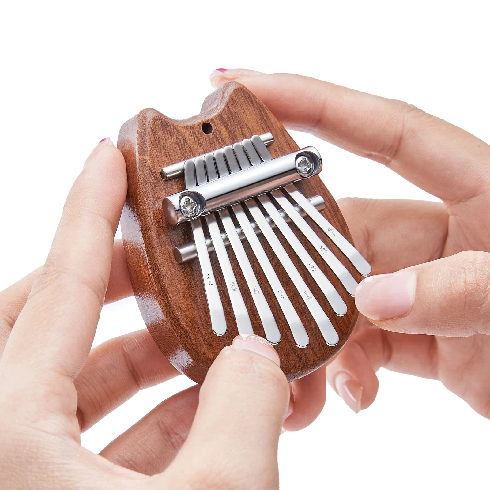 Mini Kalimba Daumenklavier mit 8 Tasten, 1 Packung, Wassertropfen-Stil, niedliches Instrument, tragbar, exquisites Geschenkset für Kinder
