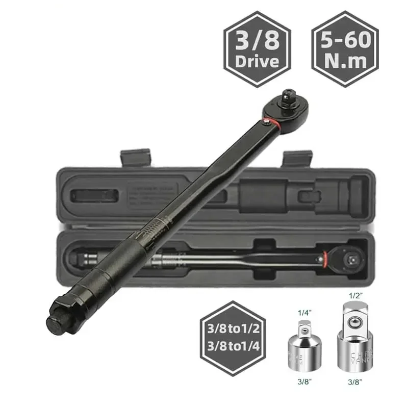 5-60N.m Torque Wrench 3/8''  Square Drive Preset Bicycle Torques Key Two-way Ratchet Car Bike Automotive Hand Tools