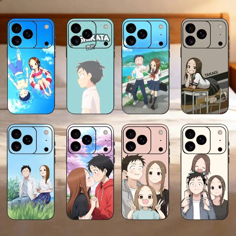 

K-KarakaiS Jozu no T-Takagi-San Phone Case For iPhone 17,16,15,14,13,12,11 Plus,Pro,Max,Mini Silicone black Soft Cover