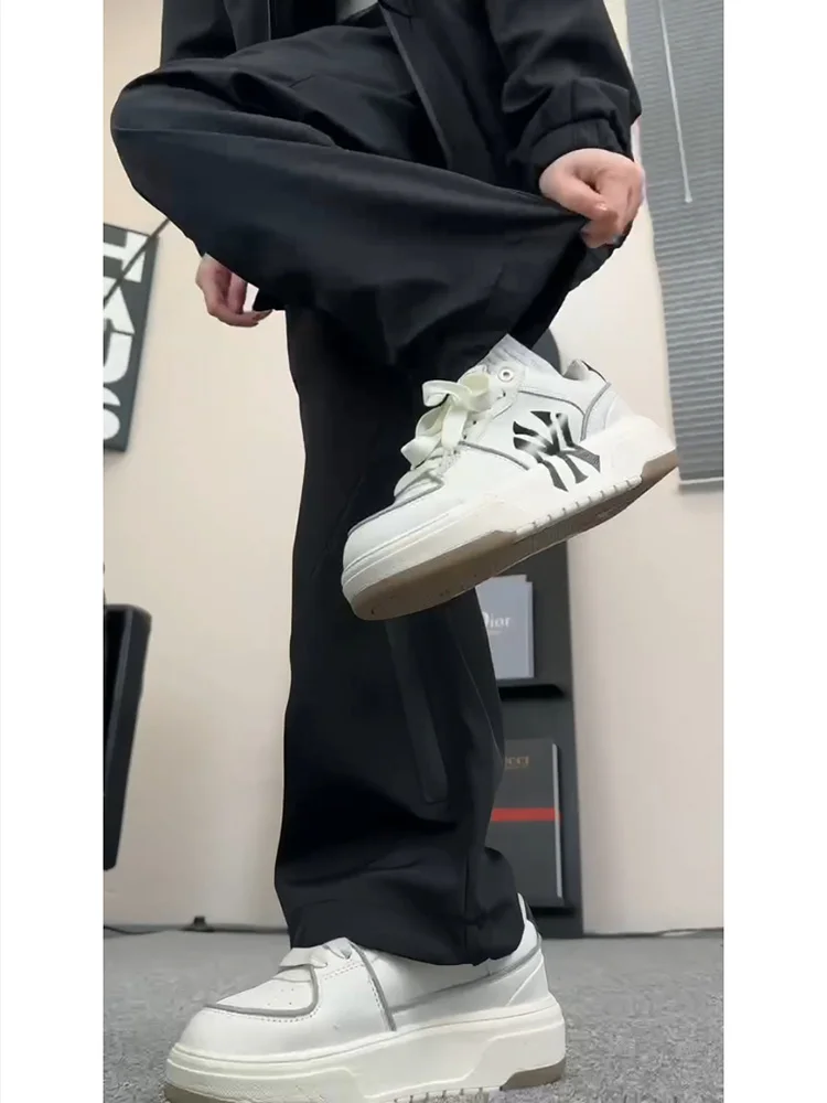 

Casual Zipper Tactical Pants Men's Spring Summer American High Street Vibe Personalized Workwear Straight Leg Long Trousers