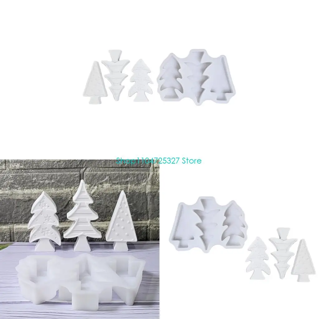 D8KF Christmas Tree Silicone Mold Xmases Tree Epoxy Casting Mold Mold for Candle Making Christmas Ornament Resin Mold