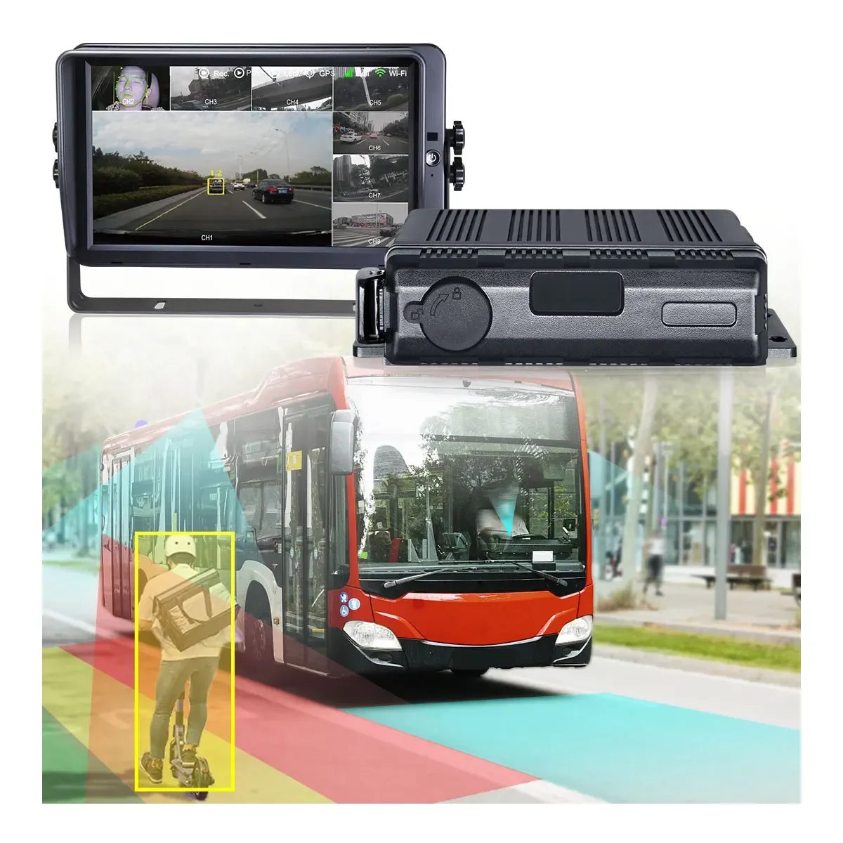 8 Channel Mobile Dvr Gps Wifi 4g With 7'' Monitor Support GPS Tracking For Fleet Management