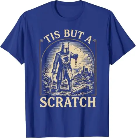 Das ist nur ein Kratzer Lustiges Mittelalterliches Ritter-Grafik-T-Shirt Retro-Krieger Mittelalterliche Rüstung Grafik-Bekleidung Herrenmode Halloween-Geschenk – Detail 8