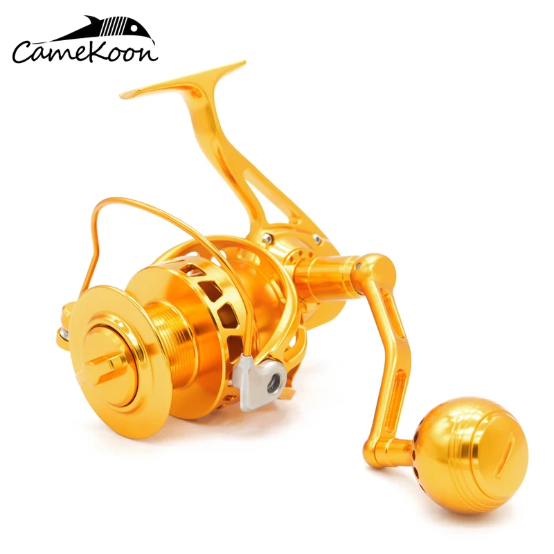 

CAMEKOON Spinning Fishing Reel Gold Aluminum Frame Spool Rotor Saltwater Coil 38Kg Drag Surf Jigging Reel Moulinet Peche Pesca