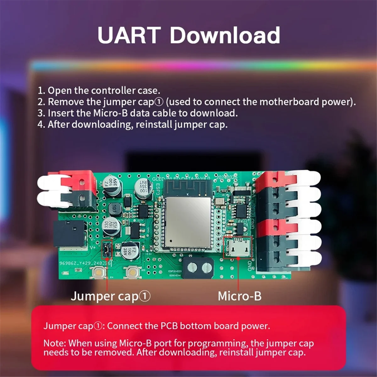 Controlador GLEDOPTO ESP32 WLED para tiras de luz LED