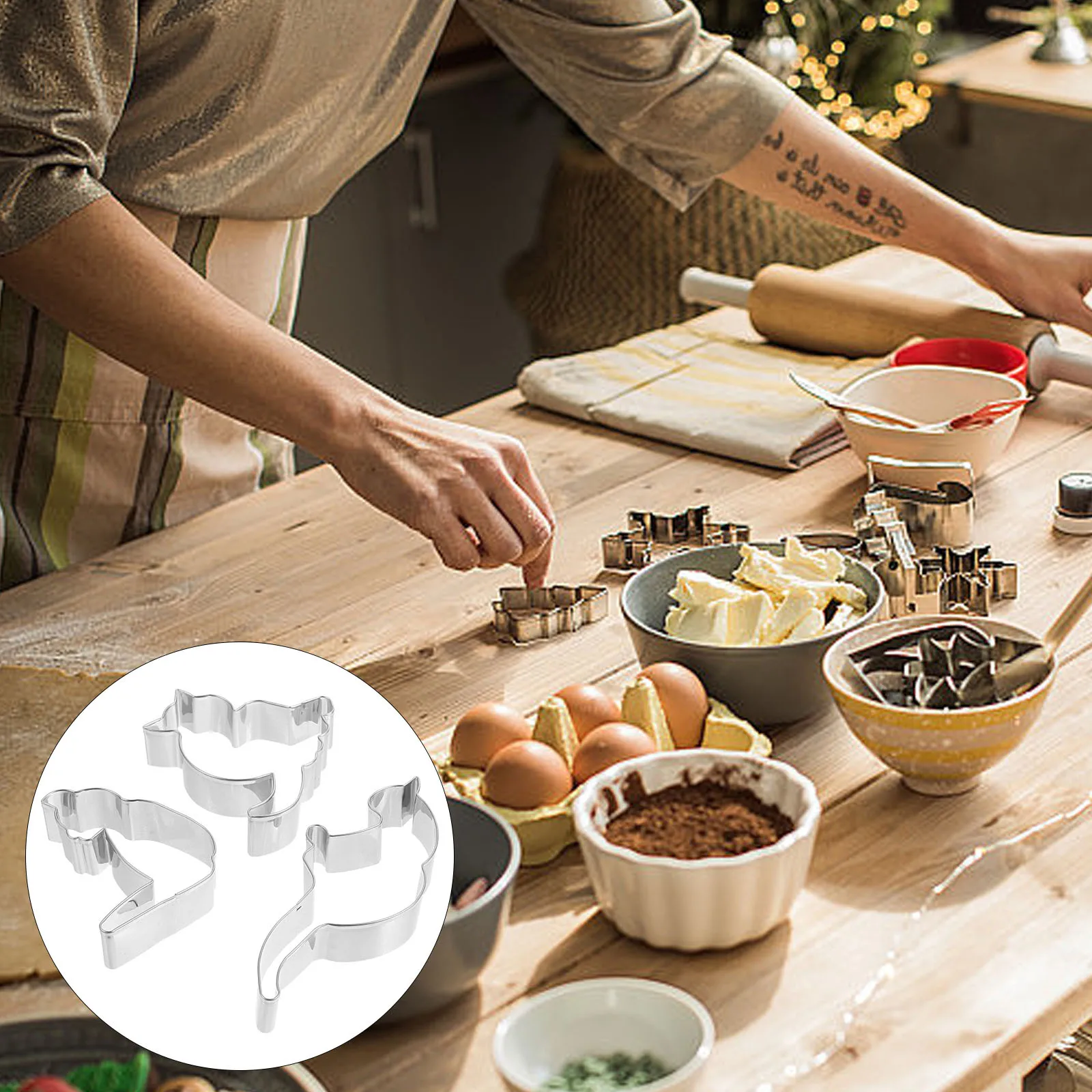 

6Pcs Cat Cookie Cutters Stainless Steel Metal Cookie Cutter Set for Baking DIY Biscuit Molds Creative Holiday Baking Tool