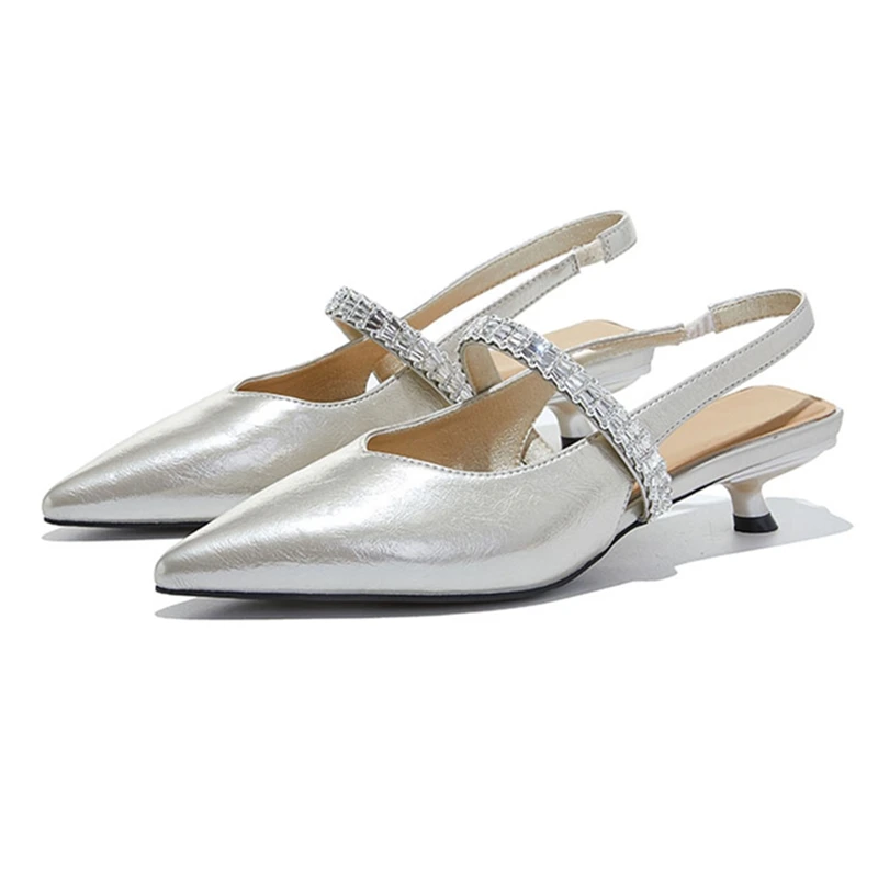 Women's Closed-Toe Sandals Pointed-Toe Stiletto High-Heeled Sandals Women Plus Size Mary Jane Shoes female with Single Strap - Detail 1