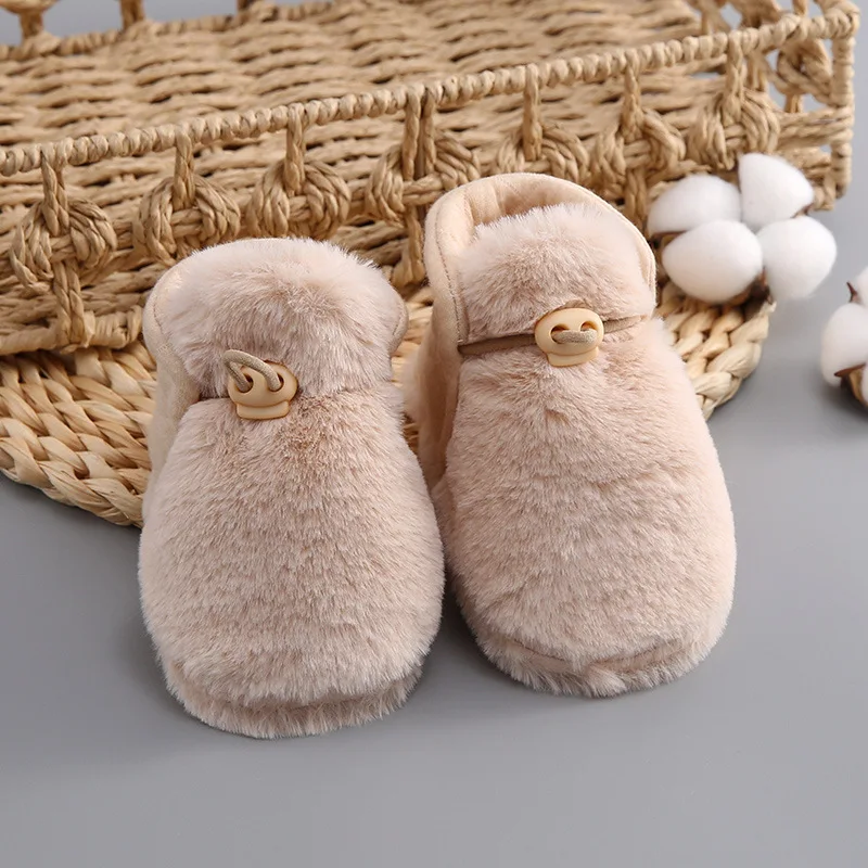 

Newborn Winter Booties Thermal Soft Sole Shoes Plush Fleece Lined Prewalkers for Baby Boy Girl Warm Anti-Slip First Walkers