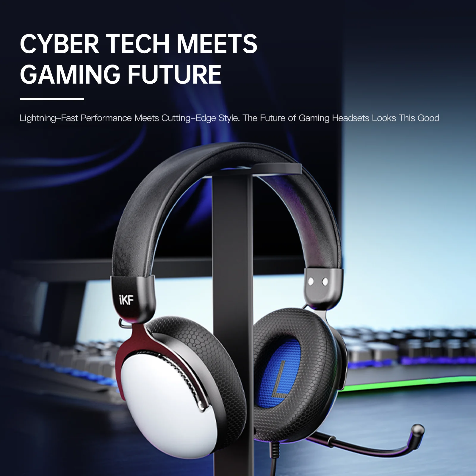iKF V12 Over-Ear Wired Headphones Gaming Headset for PC/PS4/PS5/Xbox Noise Cancelling Mic for eSports FPS Games