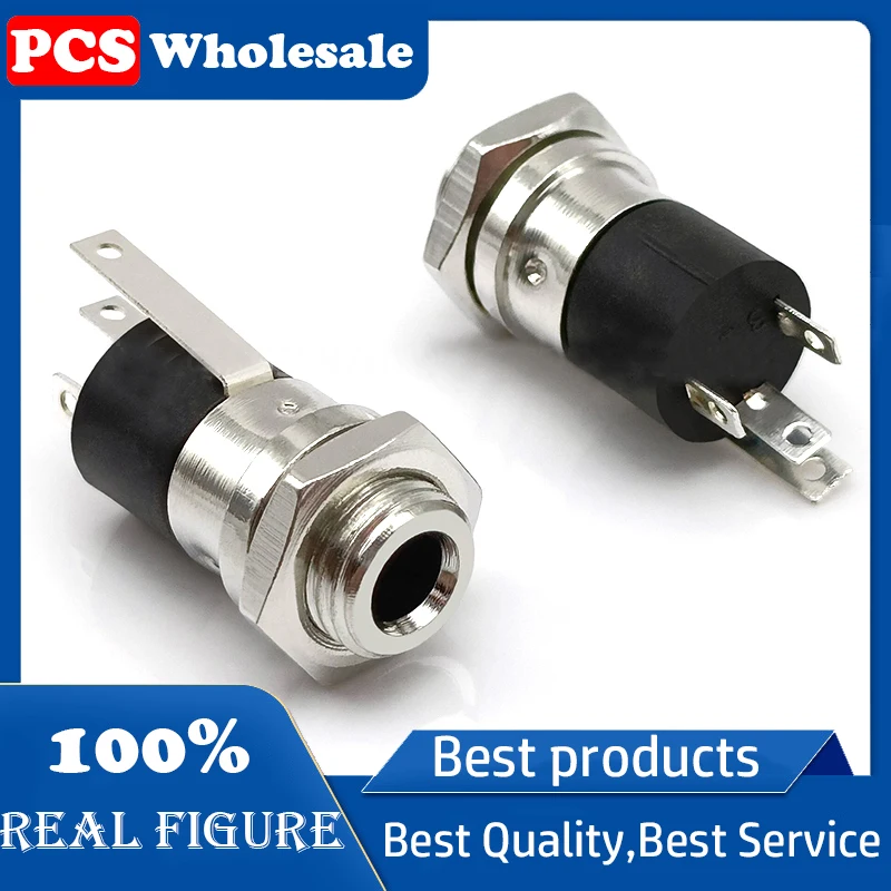 3.5MM headphone jack PJ-392-4P, all-metal threaded 4-section socket, all-copper long legs, copper parts, heat-resistant