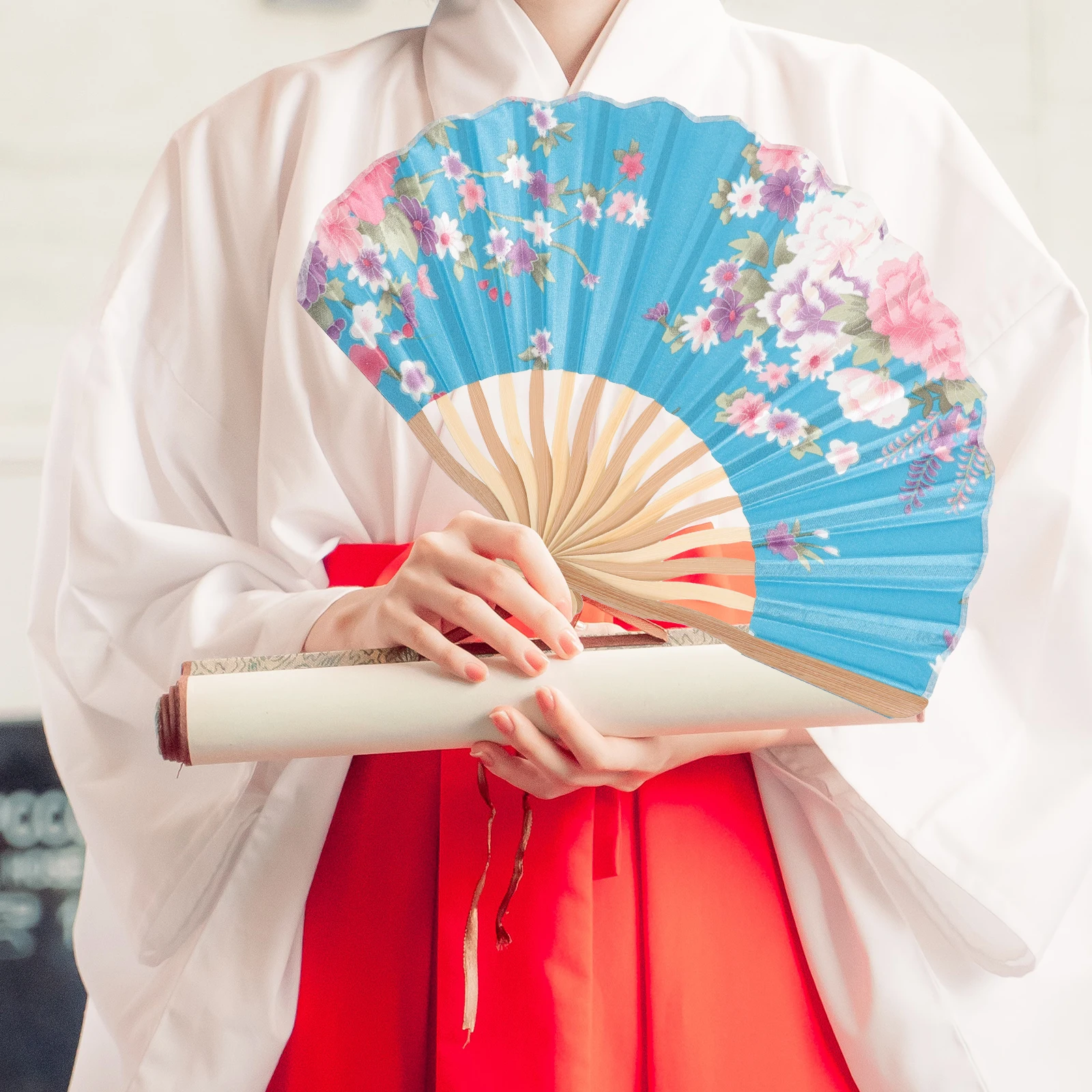 

2Pcs Unique Japanese Style Foldable Fan Durable Decorative Gift for Women Home Adornment Photo Prop Japanese Style Folding Fan