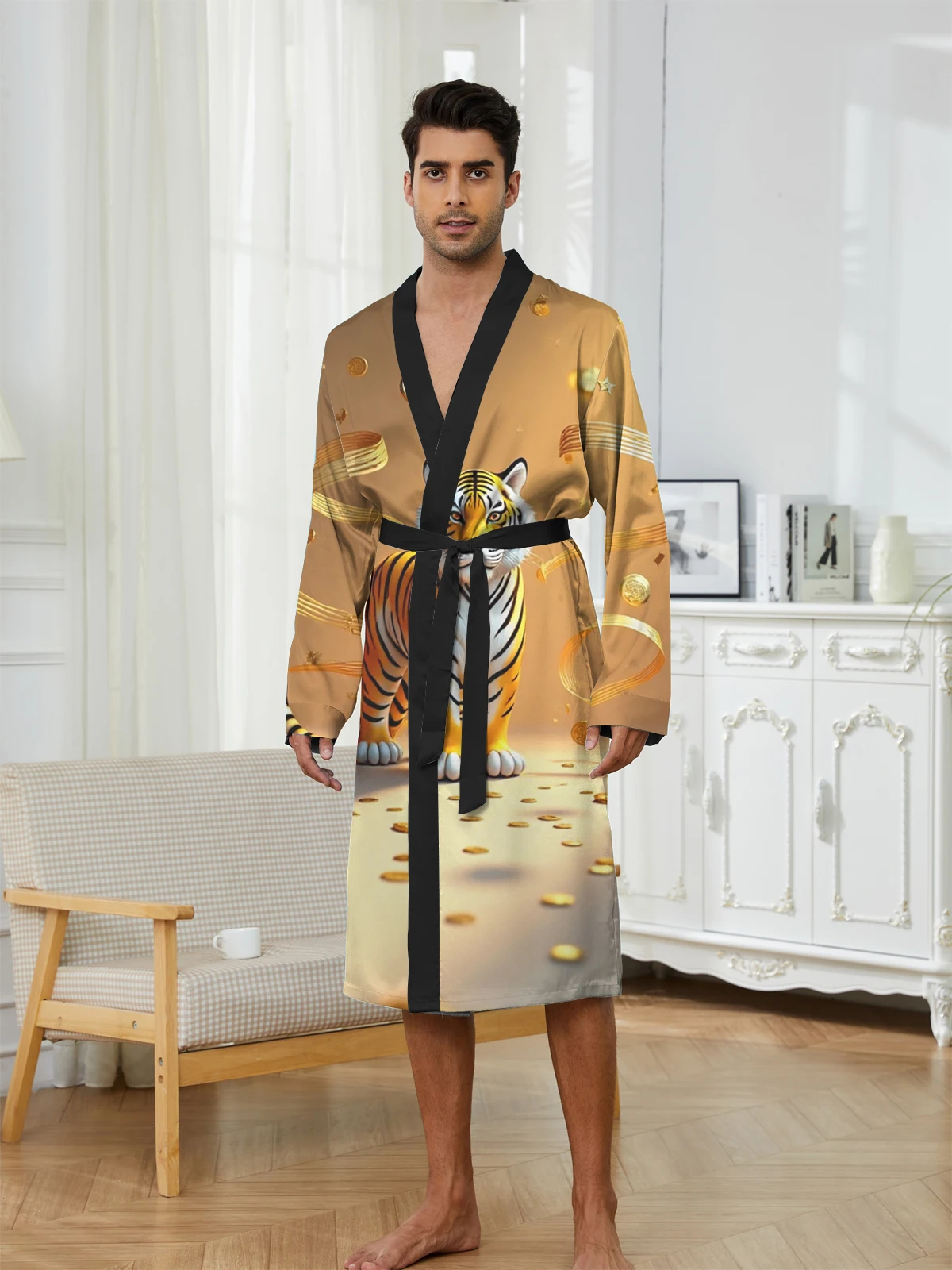 1pcs Men's Robes 2026 Spring/Summer Shower robe Graphic Sleepwear Breathable Funny pajamas Bathrobe men Bathrobe man 3D Printed