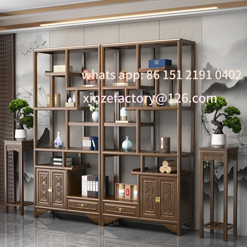 

Customizable new Chinese solid wood bogu frame tea room partition