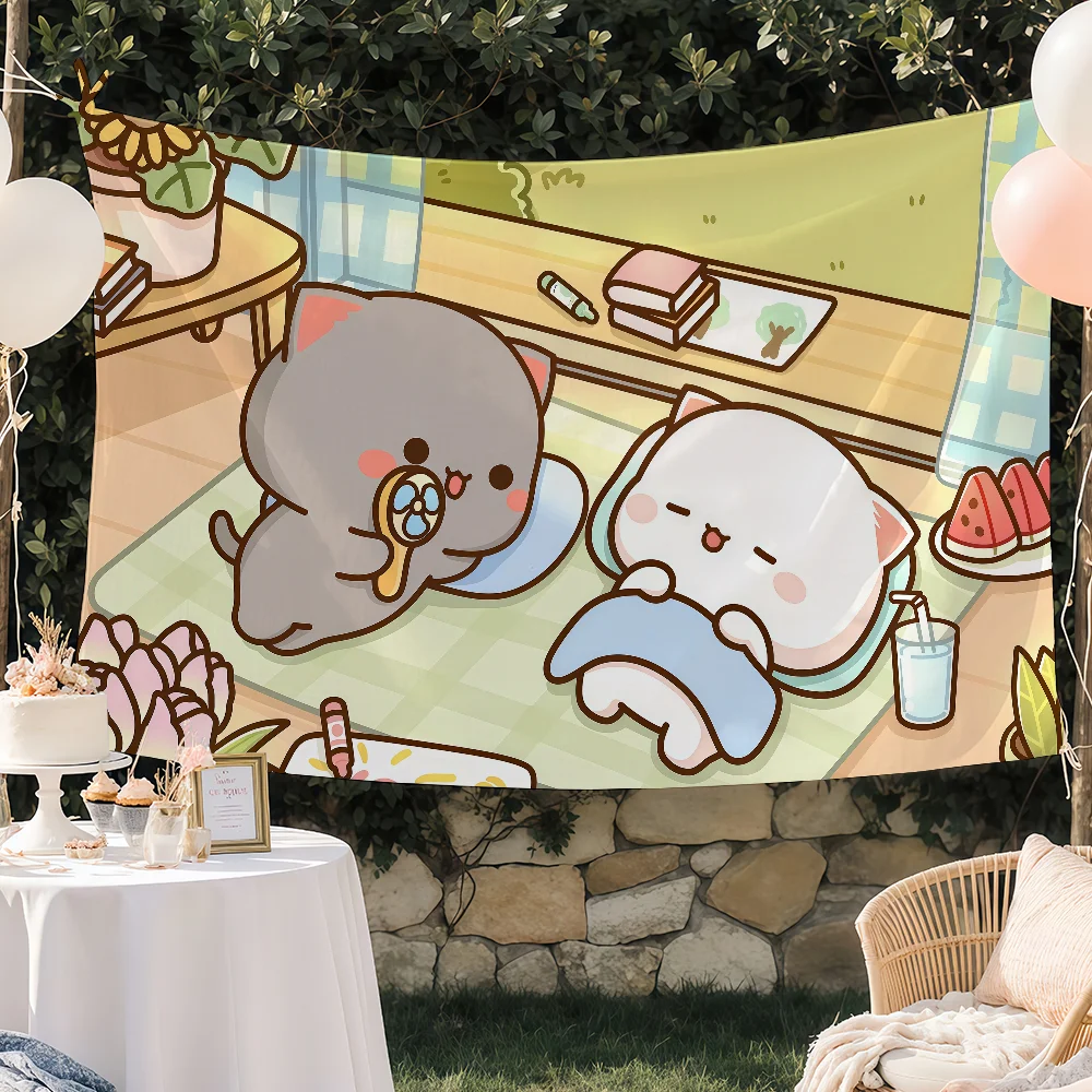 Cute Peach and Goma Birthday Flag Tapestries Outdoor Parties Bedrooms Living Rooms Dorm Rooms Wall Decor Banners Gifts