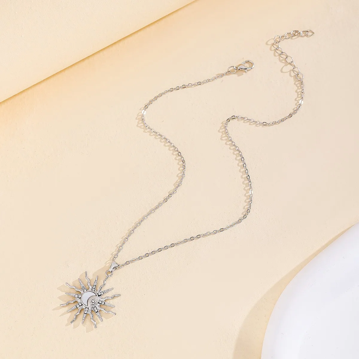 

Shining Rhinestone Unique Design Sun Star Moon Three In One Pendant Necklace Retro Women's Daily Versatile Party Jewelry