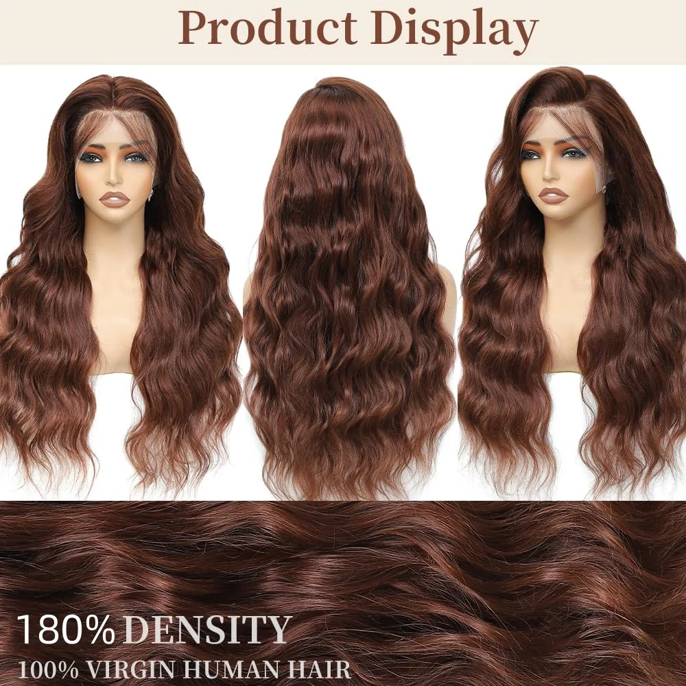 Body Wave 13x6 HD Lace Frontal Wigs Human Hair Colored Chocolate Brown Lace Front Wig 30 36 Inch Replacement Wig For Black Women image 4