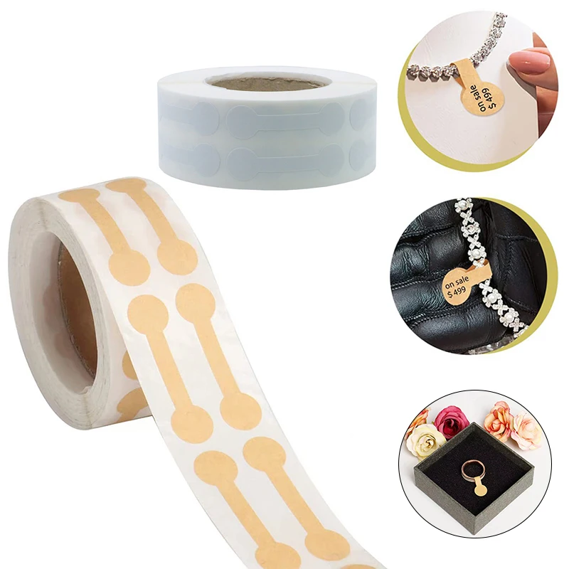 500Pcs/Roll Portable Jewelry Price Tag Brown Self Adhesive Barbell Stickers DIY Necklace Tool Ring Bracelet Exhibitor Packaging