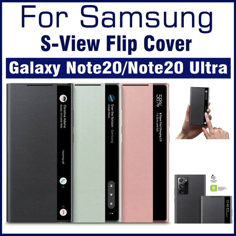 for Samsung Galaxy Note 20 Ultra/Note20 5G Mirror Smart Flip Phone Case LED Cover S-View Cases    EF-ZN9860 SM-N981B/Ds