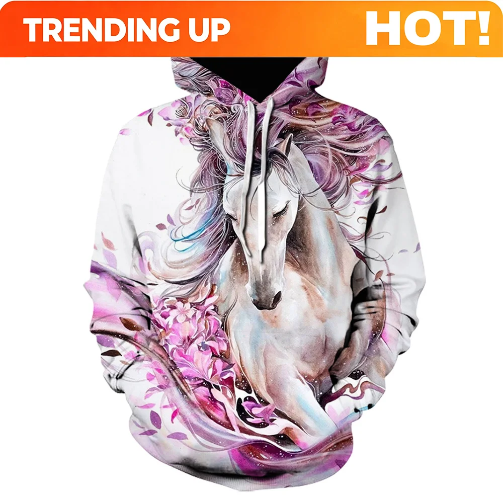 Customization New Hot Animal 3D Print Sweatshirts Painted Horse Men/women Hoodie Design Harajuku Pullover Autumn And Winter Hood