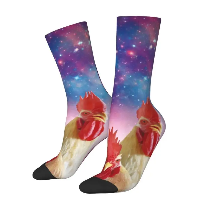 Custom Cool Men's Cosmic Rooster Dress Socks Unisex Warm Breathbale 3D Print Crew Socks