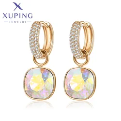 Xuping Jewelry Charm Square Shaped Luxury Exquisite Gold Color Plated Crystal Earring for Women Gift A00606258